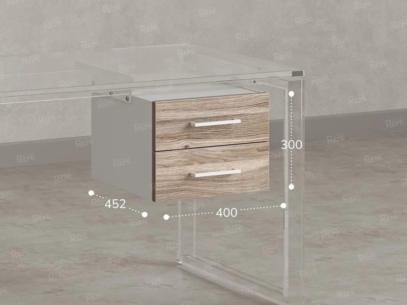 Тумба подвесная, два ящика 400x452x300 RM201-16х8 Дуб Маувелла/Белый