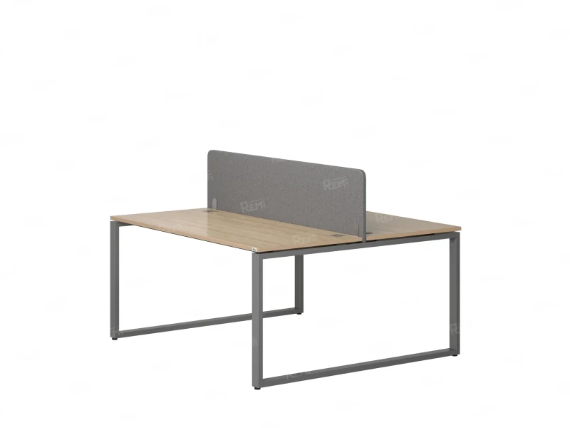 Бенч-система, 2 рабочих места, с одним тканевым экраном 1000x1400x750 RM169-1-10x14 Вяз Швейцарский светлый/Серый