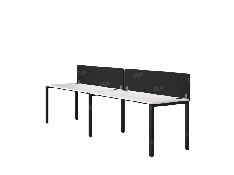 Бенч-система в 1 ряд, 2 рабочих места 2 тканевых экранов 2400x800x750 RM167-3-24x8 Белый/Черный