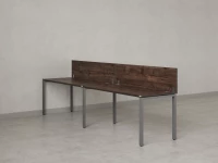 Бенч-система в 1 ряд, 2 рабочих места 2 ЛДСП экранов 2400x600x750 RM167-4-24x6 Дуб Апрельский шоколад/Серый