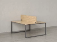 Бенч-система, 2 рабочих места, с одним экраном ЛДСП 1400x1200x750 RM169-2-14x12 Вяз Швейцарский светлый/Серый