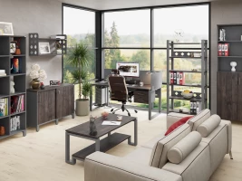 Бенч-система в 1 ряд, 2 рабочих места 5 тканевых экранов 2700x800x750 RM168-1-27x8 Дуб Апрельский шоколад/Серый