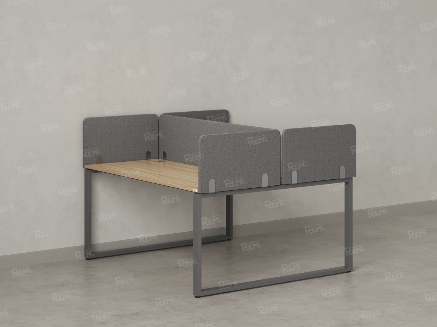 Бенч-система, 2 рабочих места, 5 тканевых экранов 1600x1600x750 RM169-3-16x16 Вяз Швейцарский светлый/Серый