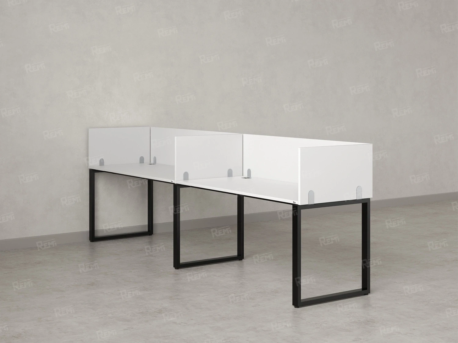 Бенч-система в 1 ряд, 2 рабочих места 5 ЛДСП экранов 2000x600x750 RM168-2-20x6 Белый/Черный