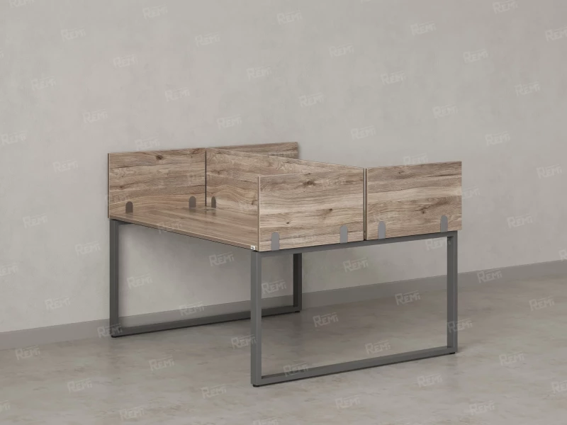 Бенч-система, 2 рабочих места, 5 ЛДСП экранов 1600x1200x750 RM169-4-16x12 Дуб Маувелла/Серый