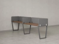 Бенч-система в 1 ряд, 2 рабочих места 5 тканевых экранов 2000x700x750 RM174-1-20x7 Дуб Юстус/Серый