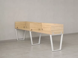 Бенч-система в 1 ряд, 2 рабочих места 5 ЛДСП экранов 2000x600x750 RM174-2-20x6 Вяз Швейцарский светлый/Белый