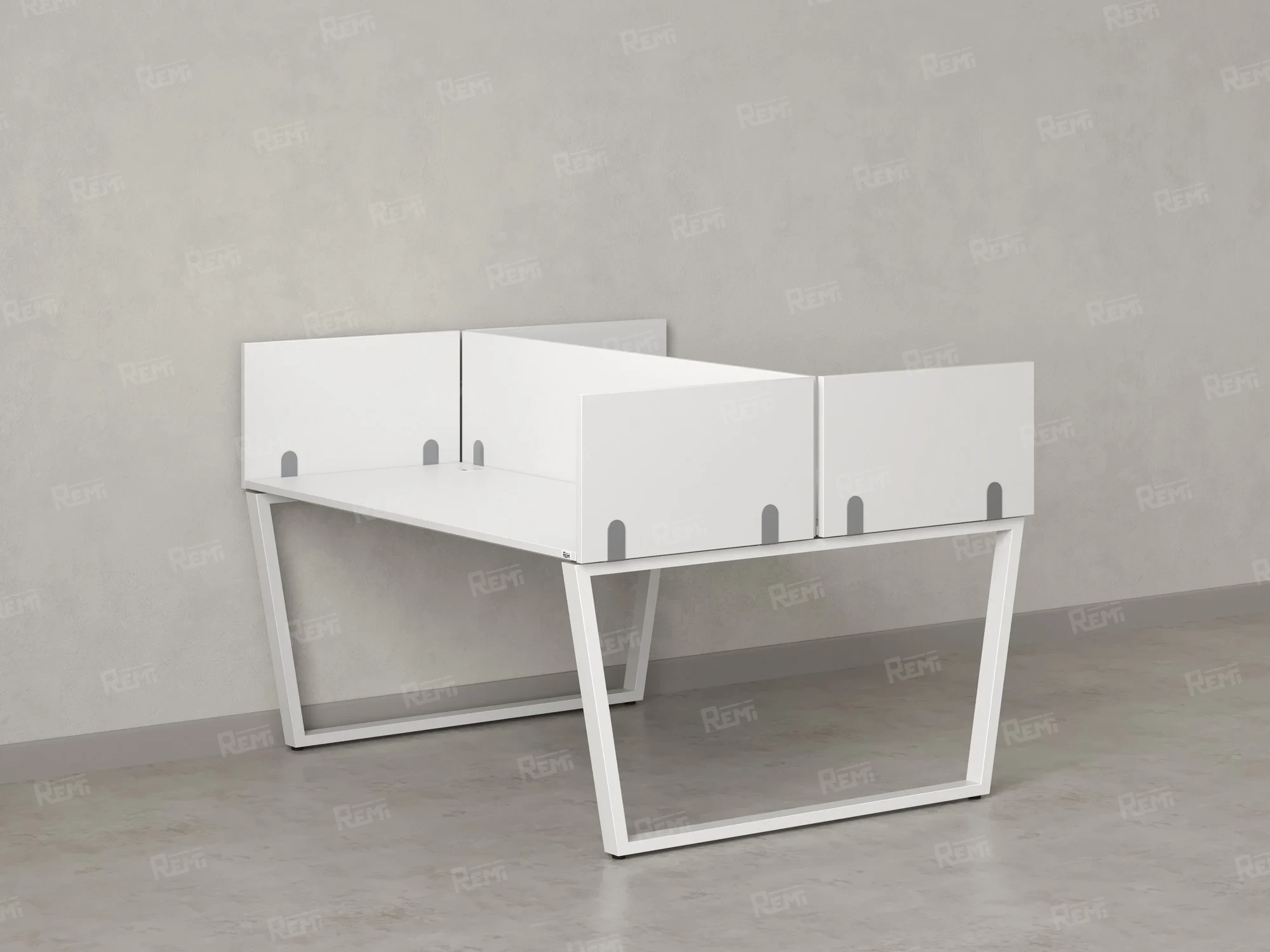 Бенч-система, 2 рабочих места, 5 ЛДСП экранов 1200x1200x750 RM172-4-12x12 Белый/Белый