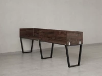 Бенч-система в 1 ряд, 2 рабочих места 5 ЛДСП экранов 3600x700x750 RM174-2-36x7 Дуб Апрельский шоколад/Черный