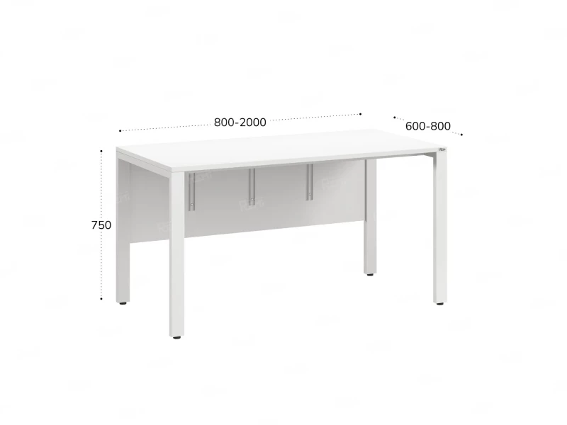 Стол прямой на П-образных опорах, экран ЛДСП 1800x600x750 RM005-18x6 Белый/Белый