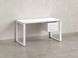 Стол прямой с подвесной тумбой 2 ящика, О-опора 1600x800x750 RM037-16x8 Белый/Белый