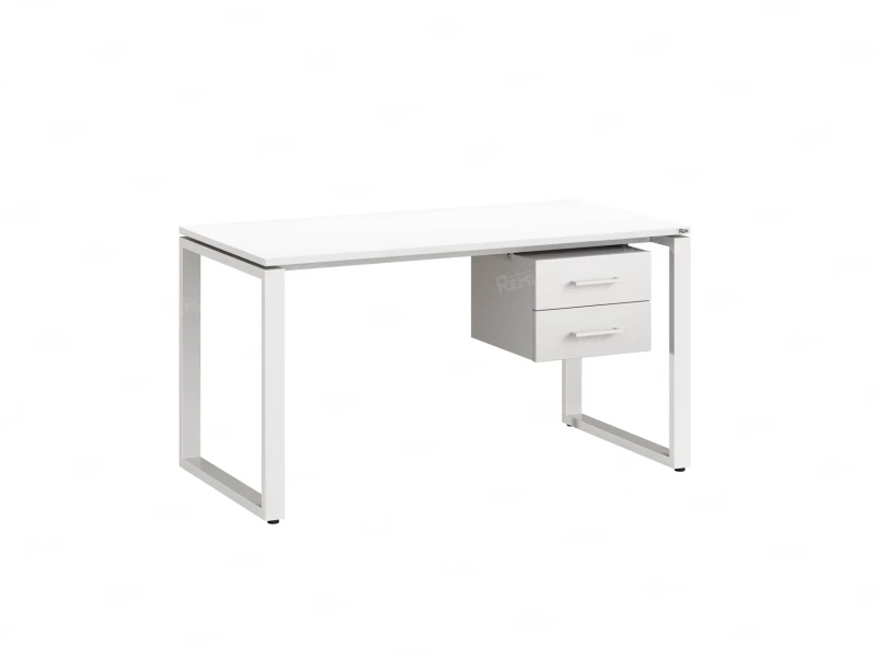 Стол прямой с подвесной тумбой 2 ящика, О-опора 1600x800x750 RM037-16x8 Белый/Белый