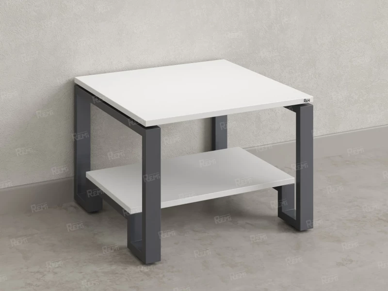 Журнальный стол с полкой 700x700x550 RM181-7x7 Белый/Серый