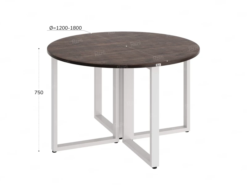 Круглый стол на О-образных опорах 1300x1300x750 RM187-13x13 Дуб Апрельский шоколад/Белый