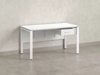 Стол прямой, подвесная тумба, ЛДСП экран, П-опора 1600x600x750 RM030-16x6 Белый/Белый