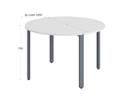 Круглый стол на П-образных опорах 1200x1200x750 RM186-12x12 Белый/Серый