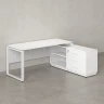 Стол прямой с тумбой R, ЛДСП экран, О-опора 1400x600x750 RM012R-14x6 Белый/Белый