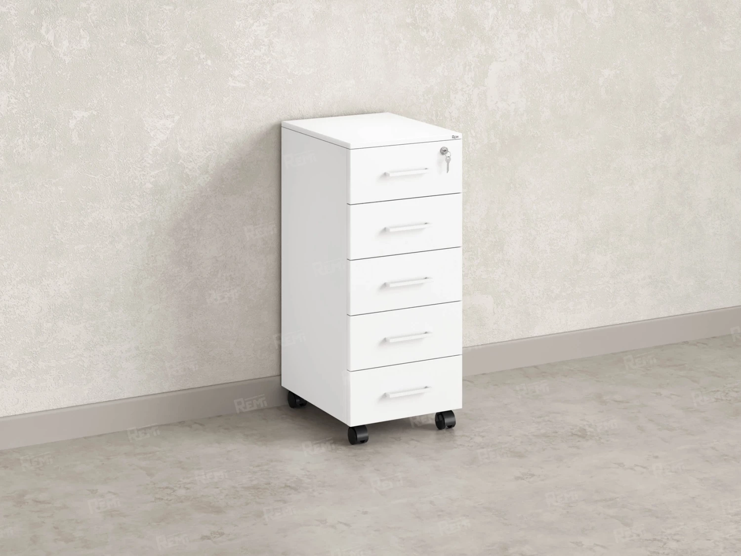 Тумба мобильная, 5 ящиков 400x500x960 RM122-40x50 Белый/Белый