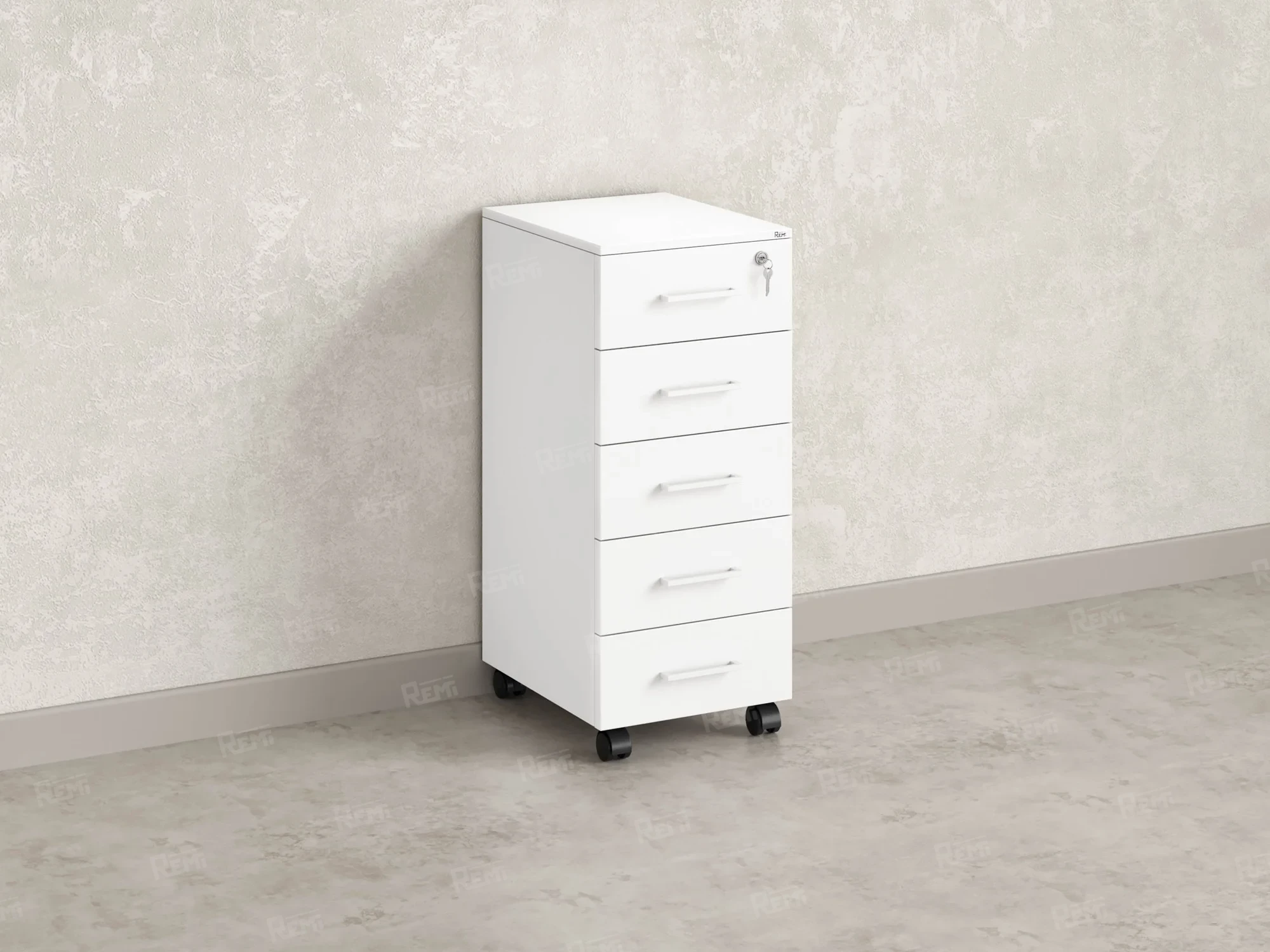 Тумба мобильная, 5 ящиков 400x500x960 RM122-40x50 Белый/Белый