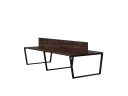Бенч-система, 4 рабочих места, на U-образных опорах, 2 ЛДСП экранов 2400x1200x750 RM173-4-12x12 Дуб Апрельский шоколад/Черный