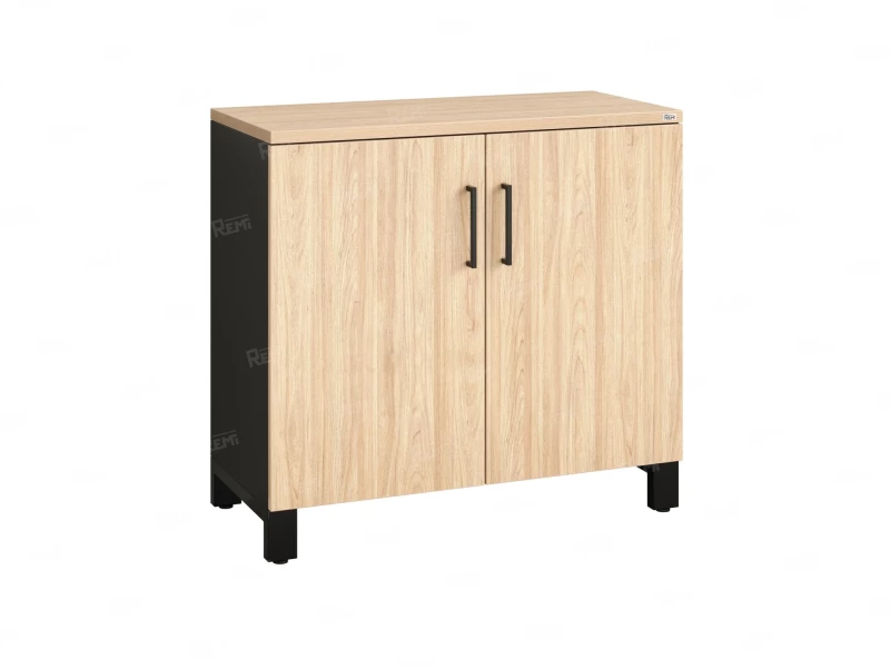 Шкаф низкий распашной, 2 уровня 900x420x850 RM147-90x42 Вяз Швейцарский светлый/Черный