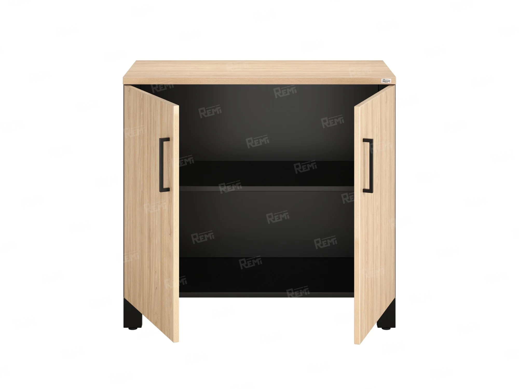 Шкаф низкий распашной, 2 уровня 900x420x850 RM147-90x42 Вяз Швейцарский светлый/Черный