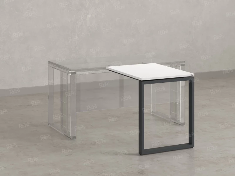 Брифинг прямой, с парящей столешнецей, на О-образном каркасе 900x800x750 RM072-9x8 Белый/Серый