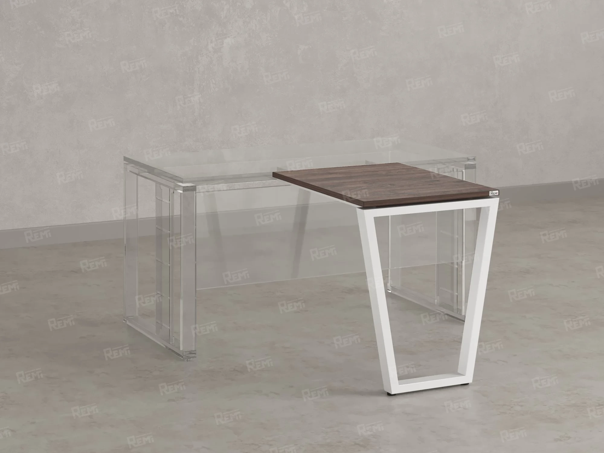 Брифинг прямой, с парящей столешнецей, на U-образном каркасе 1100x600x750 RM074-11x6 Дуб Апрельский шоколад/Белый