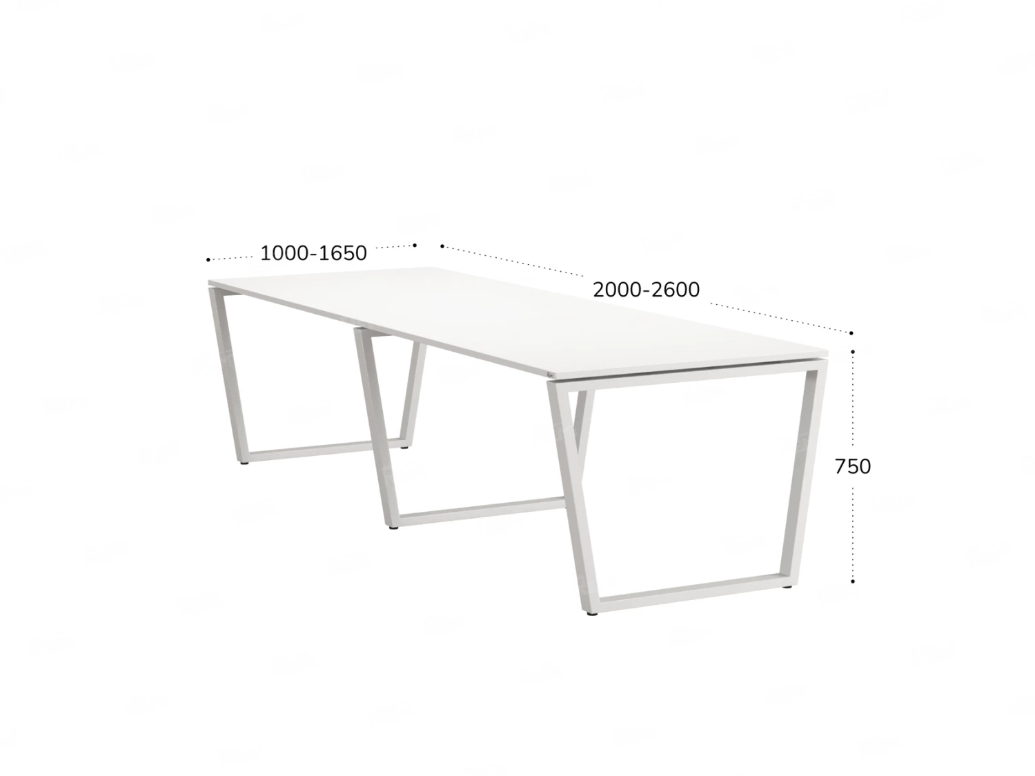Cтол для переговоров, на V-обазном каркасе 2500x1600x750 RM082-250x160 Белый/Белый