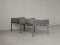 Бенч-система, 4 рабочих места, на П-образных опорах, 8 тканевых экранов 3600x1400x750 RM166-1-18x14 Дуб Апрельский шоколад/Серый