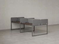 Бенч-система, 4 рабочих места, на О-образных опорах, 8 тканевых экранов 2400x1200x750 RM170-1-12x12 Дуб Апрельский шоколад/Серый