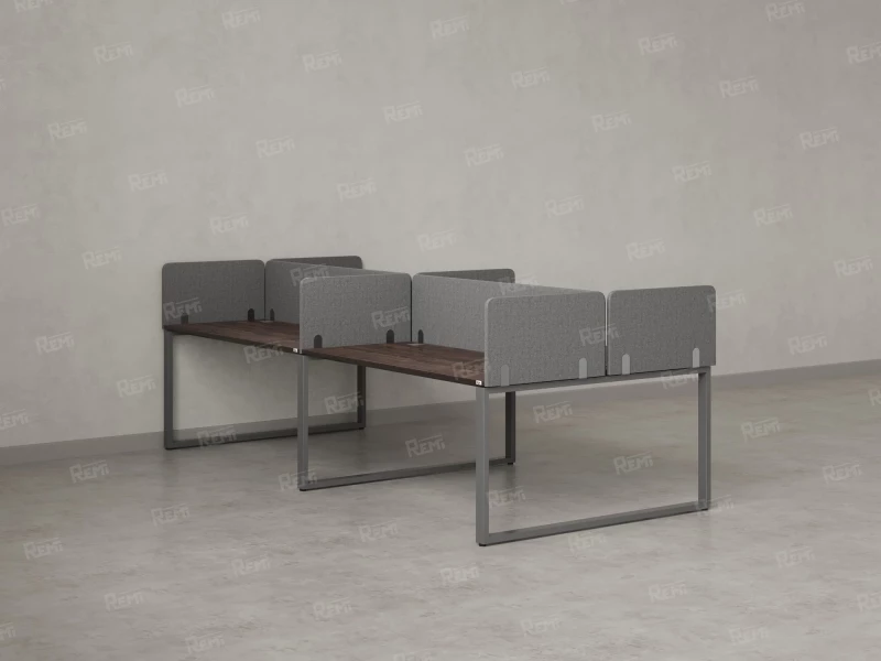 Бенч-система, 4 рабочих места, на О-образных опорах, 8 тканевых экранов 2400x1200x750 RM170-1-12x12 Дуб Апрельский шоколад/Серый