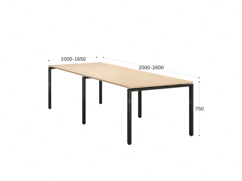 Cтол для переговоров, на П-образном каркасе 2300x1250x750 RM080-230x125 Вяз Швейцарский светлый/Черный