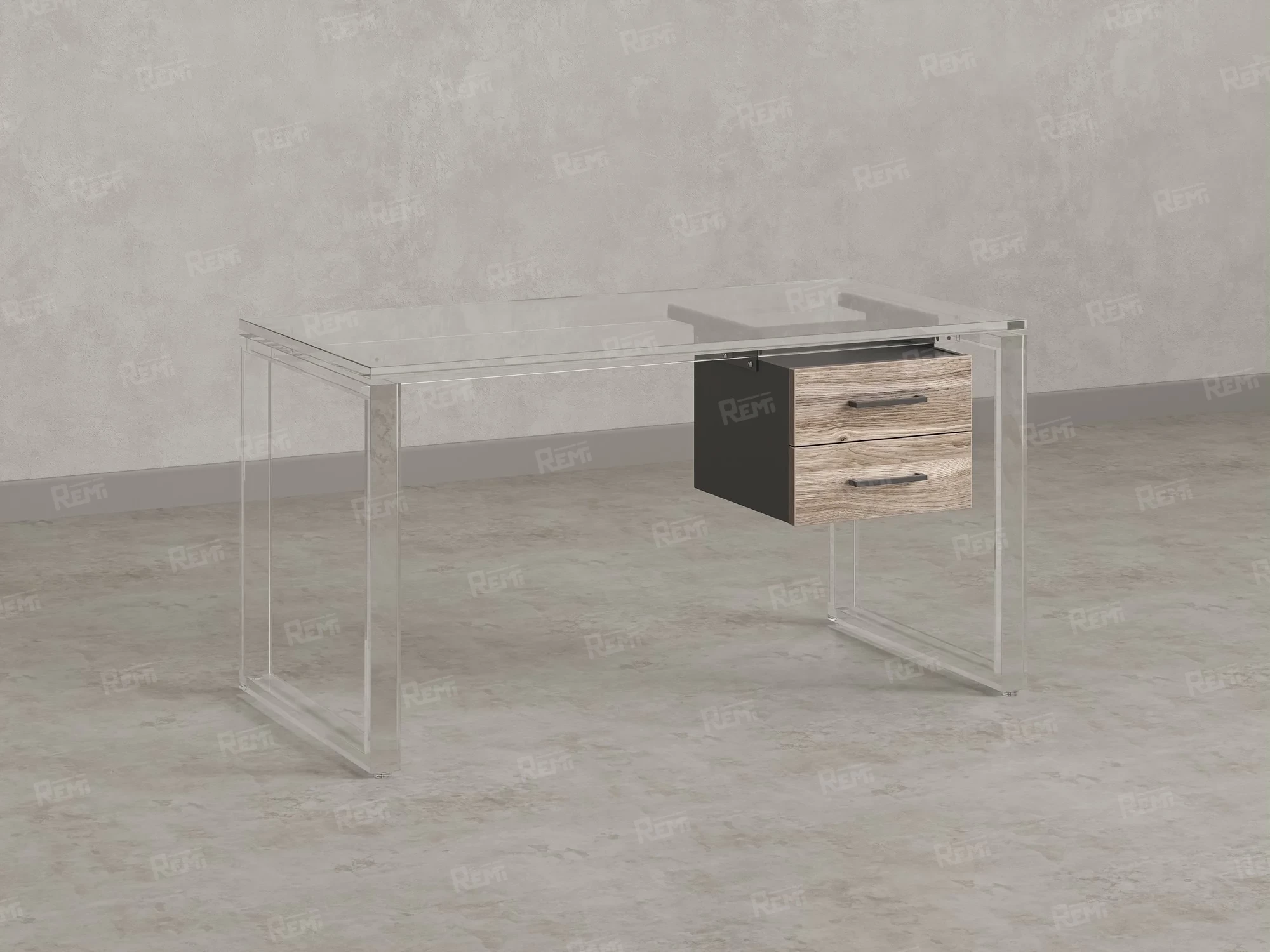 Тумба подвесная, два ящика 400x452x300 RM201-16х8 Дуб Маувелла/Серый