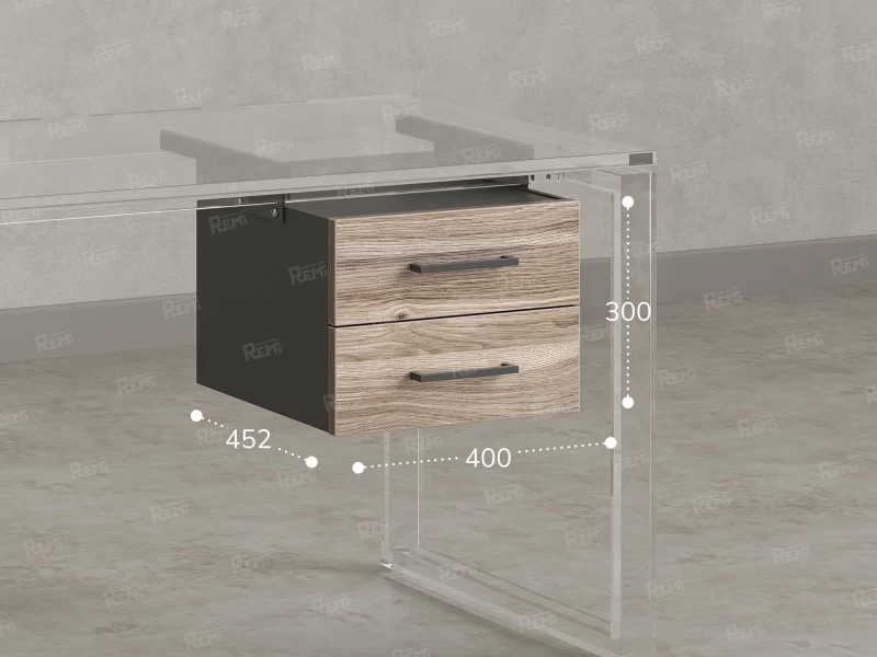 Тумба подвесная, два ящика 400x452x300 RM201-16х8 Дуб Маувелла/Серый