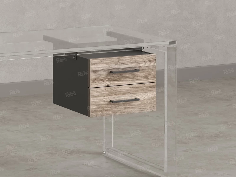 Тумба подвесная, два ящика 400x452x300 RM201-16х8 Дуб Маувелла/Серый