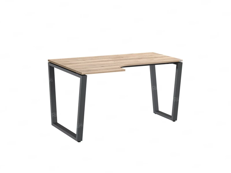 Стол угловой, U-опора, левый 1400x900/1200x750, RM051-14x9-12 Дуб Маувелла/Серый