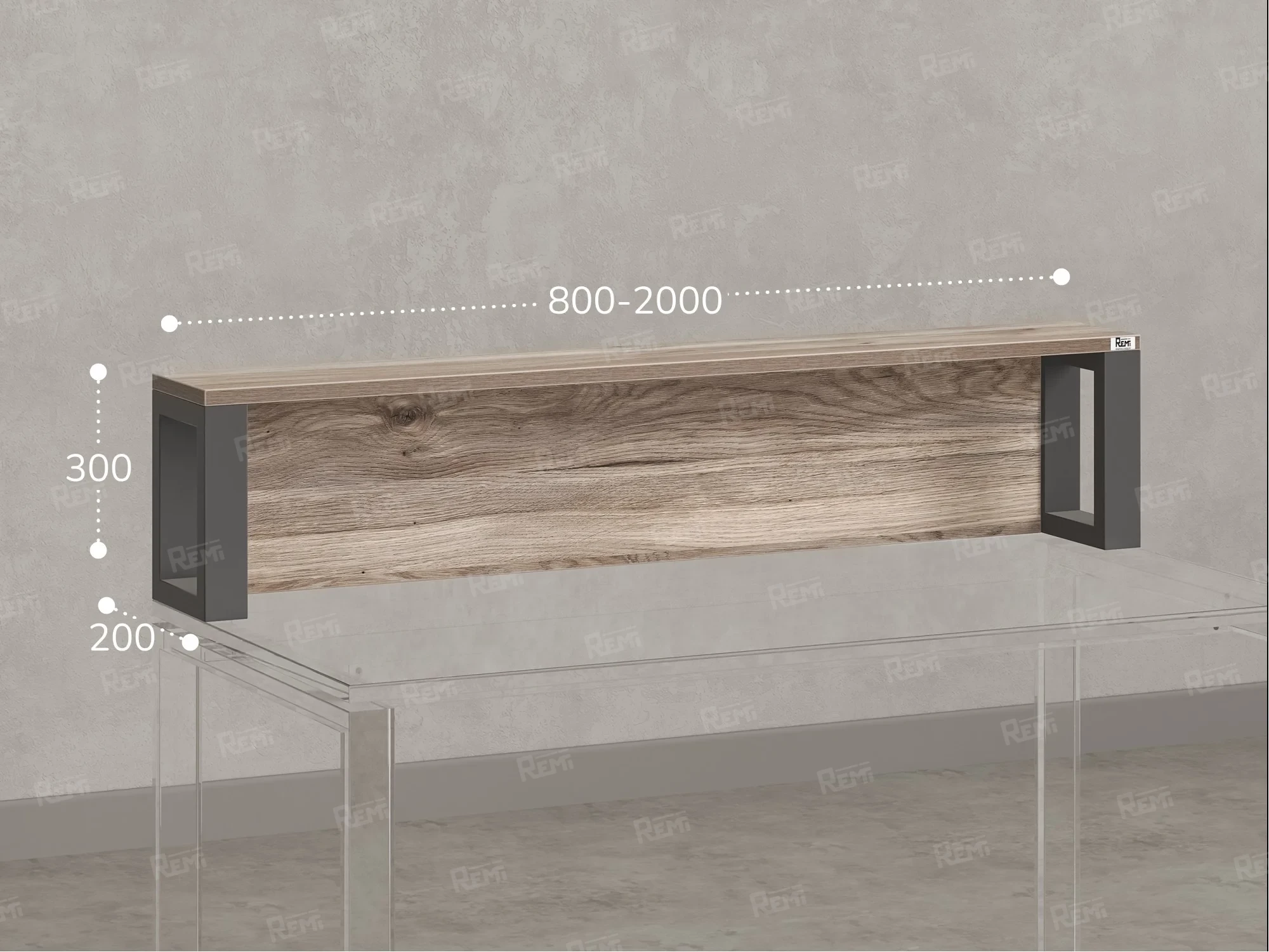 Надстройка для стола 2000x200x300 RM208-200x40 Дуб Маувелла/Серый