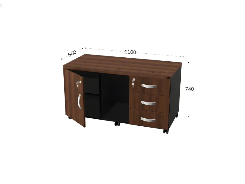 BRL RB034-110х56 Сервисная тумба для копировальной техники 1100х560х740 Орех Вармия/Черный