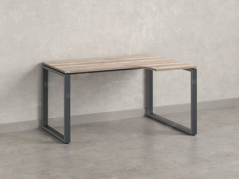 Стол угловой, О-опора, правый 1600x900/1200x750, RM054-16x9-12 Дуб Маувелла/Серый