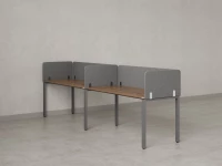 Бенч-система в 1 ряд, 2 рабочих места 5 тканевых экранов 2000x700x750 RM167-1-20x7 Дуб Юстус/Серый