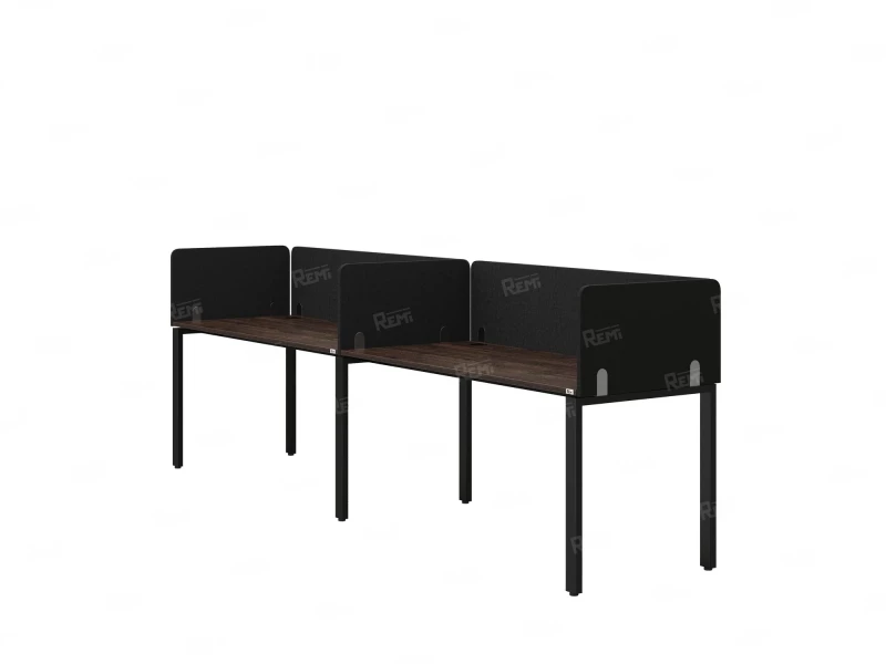 Бенч-система в 1 ряд, 2 рабочих места 5 тканевых экранов 2700x800x750 RM167-1-27x8 Дуб Апрельский шоколад/Черный