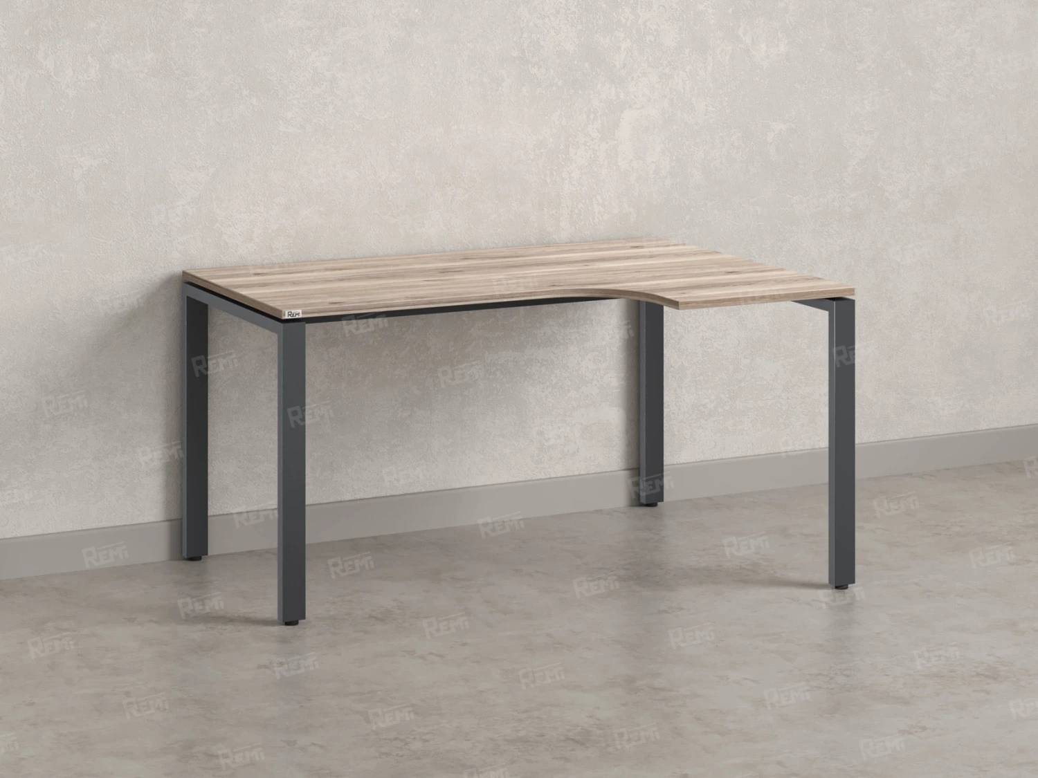 Стол угловой, П-опора, правый 1400x900/1200x750, RM052-14x9-12 Дуб Маувелла/Серый