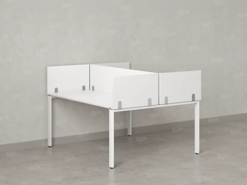 Бенч-система, 2 рабочих места, 5 ЛДСП экранов 1200x1200x750 RM165-4-12x12 Белый/Белый