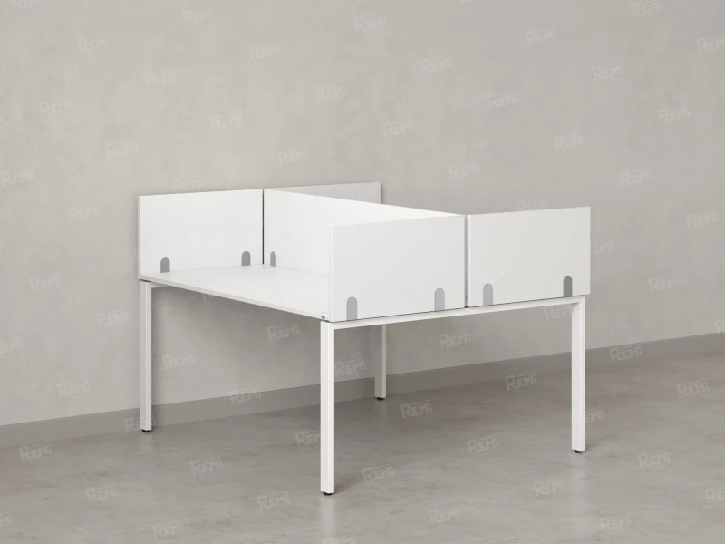 Бенч-система, 2 рабочих места, 5 ЛДСП экранов 1200x1200x750 RM165-4-12x12 Белый/Белый