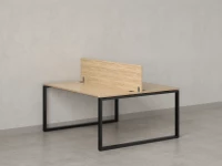 Бенч-система, 2 рабочих места, с одним экраном ЛДСП 1400x1200x750 RM169-2-14x12 Вяз Швейцарский светлый/Черный