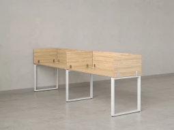 Бенч-система в 1 ряд, 2 рабочих места 5 ЛДСП экранов 2000x600x750 RM168-2-20x6 Вяз Швейцарский светлый/Белый
