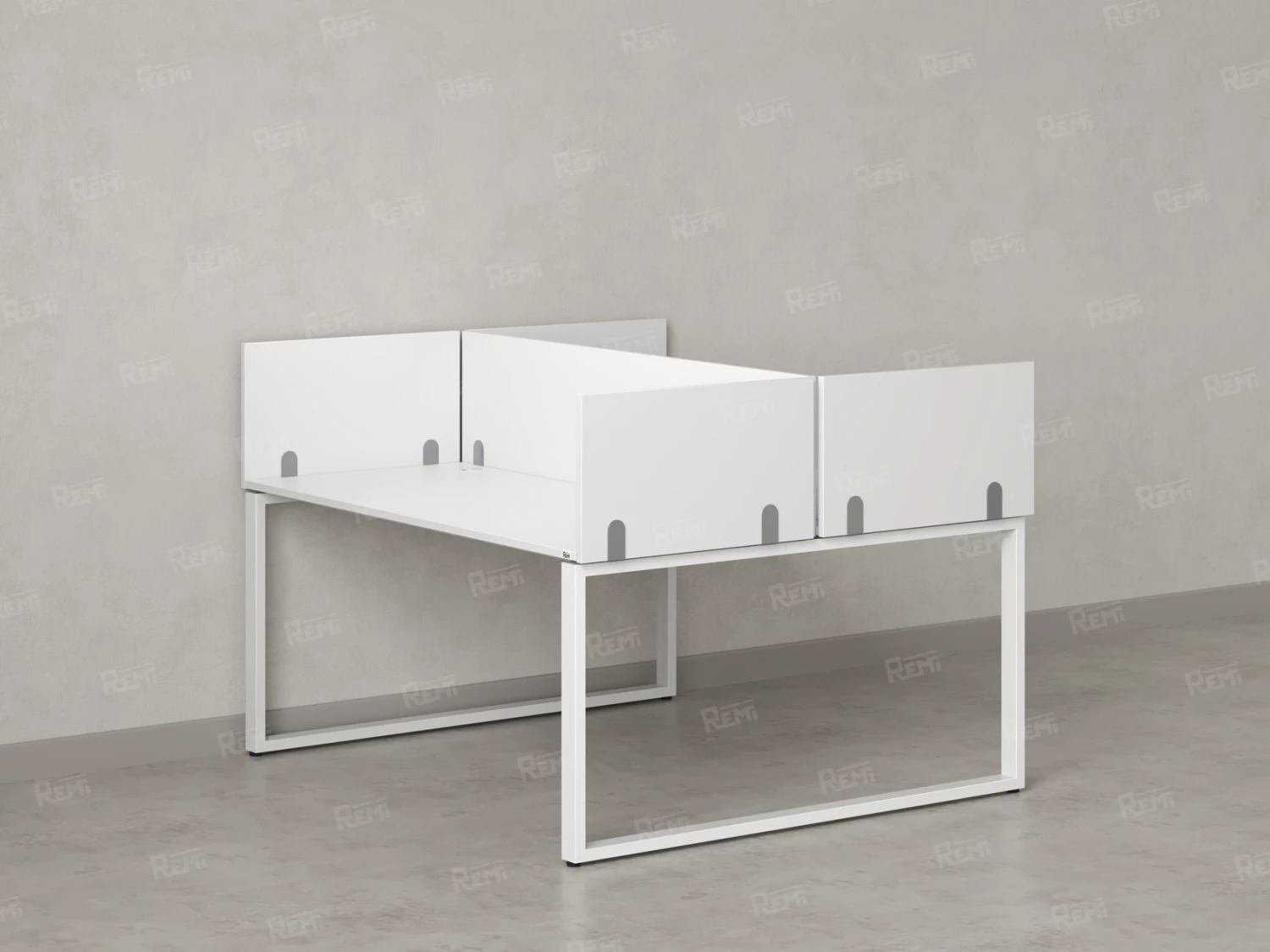 Бенч-система, 2 рабочих места, 5 ЛДСП экранов 1200x1200x750 RM169-4-12x12 Белый/Белый