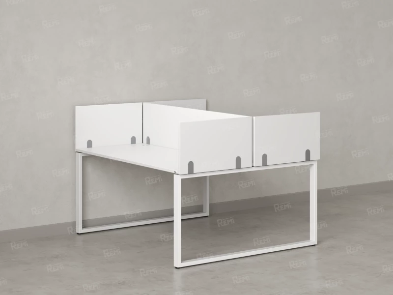 Бенч-система, 2 рабочих места, 5 ЛДСП экранов 1200x1200x750 RM169-4-12x12 Белый/Белый