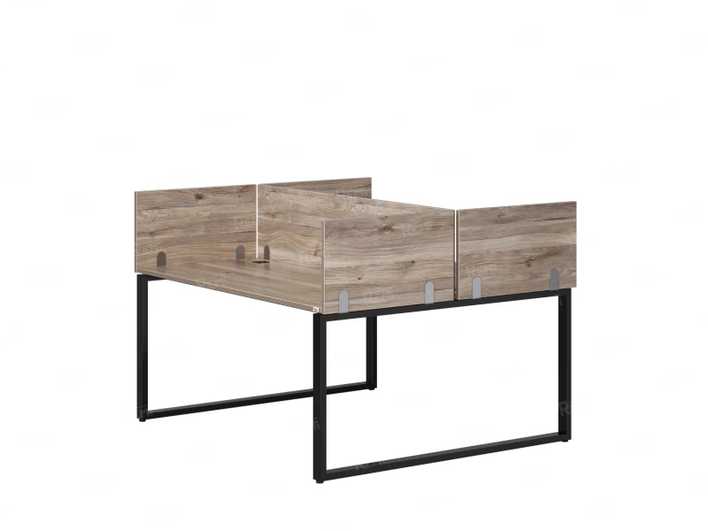 Бенч-система, 2 рабочих места, 5 ЛДСП экранов 1600x1200x750 RM169-4-16x12 Дуб Маувелла/Черный